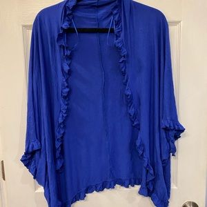 Blue ruffle cardigan